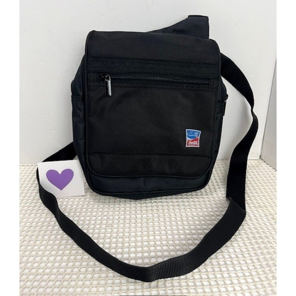 Vintage Coke Coca Cola Messenger Bag Black Adjustable‎ Strap Athens 2004
